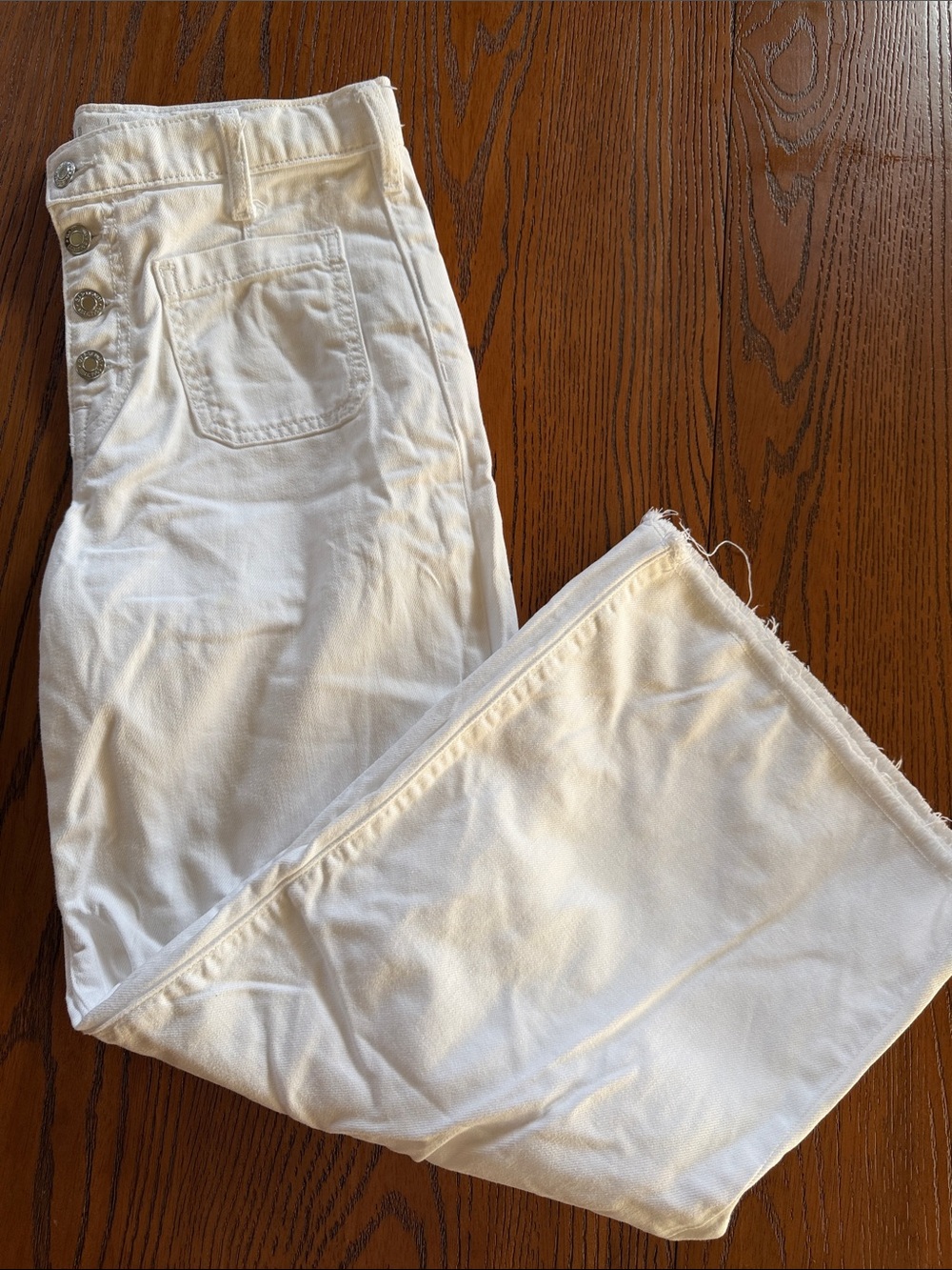 White Kid’s High-Rise Button-Fly Jeans